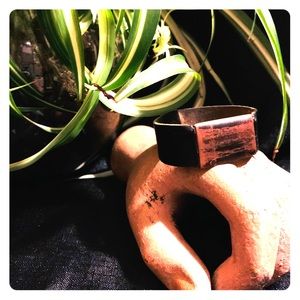 Vintage Leather bracelet with copper wrap